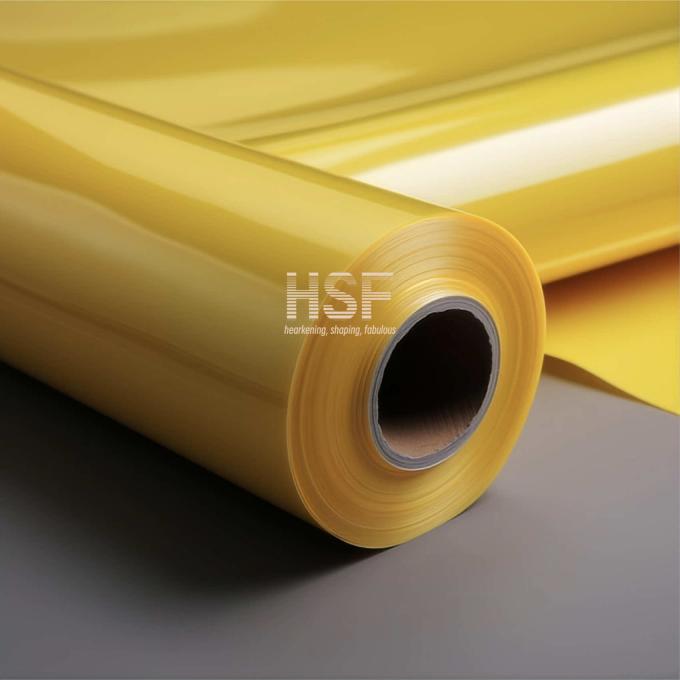 Close-up view of 60Î¼m Yellow CPP film demonstrating flexibility and surface quality