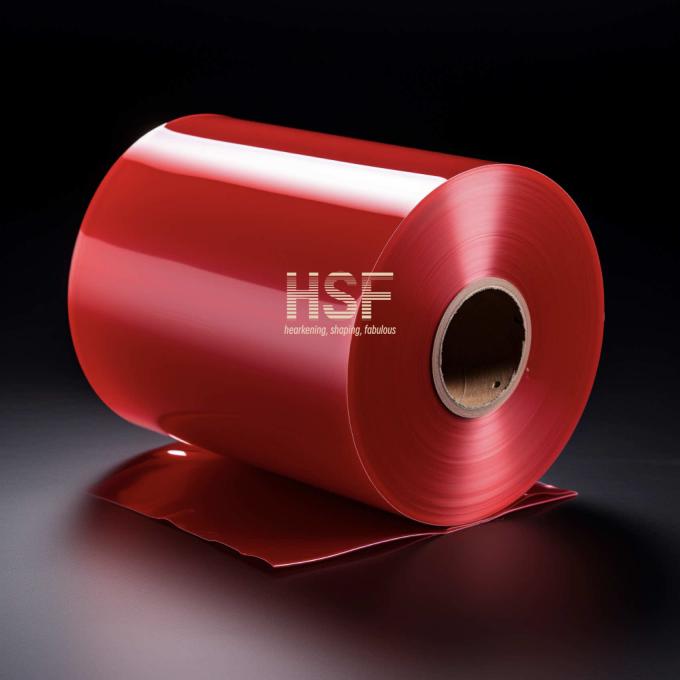 Close-up view of 80μm Red MOPP Film texture and surface quality