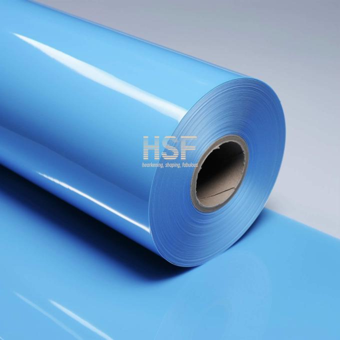 Close-up view of 120μm Opaque Blue PE Release Film surface and coating